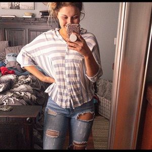 Blue striped umgee top
